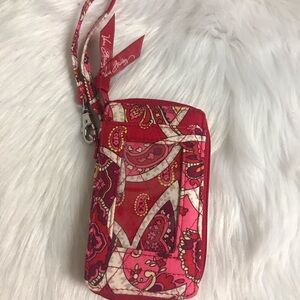 Vera Bradley Red and Pink Patterned Wristlet
